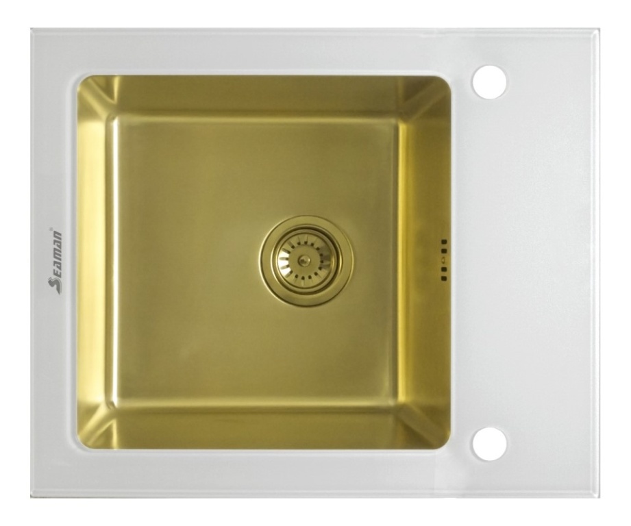 Мойка Seaman сталь/стекло Eco Glass SMG-610W Gold (вентиль-автомат) 610 x 500