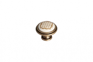 Ручка-кнопка, отделка бронза античная "Флоренция" + керамика