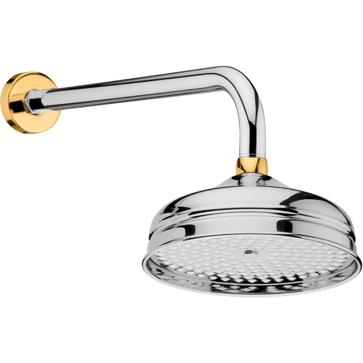 Webert AC0014017 Верхний душ с кронштейном, латунный, 200 мм, цвет хром/золото